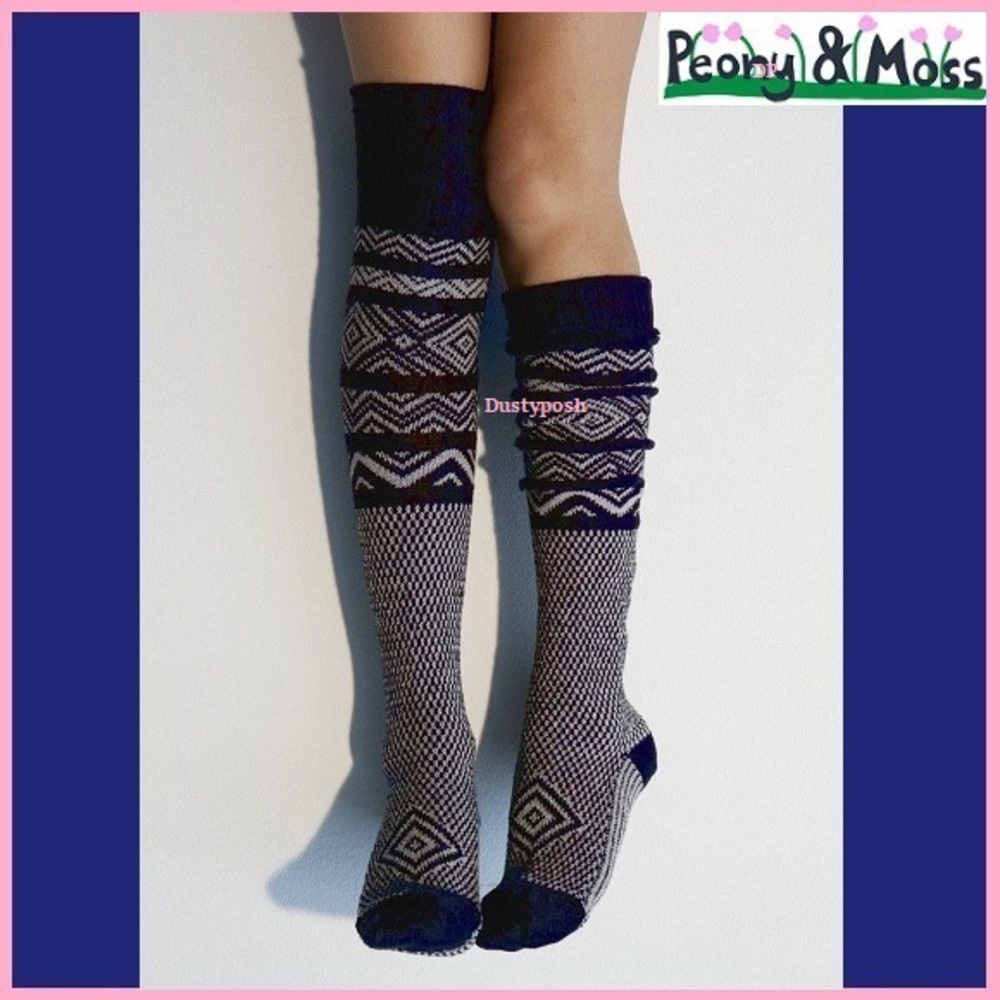 Peony and Moss Scandinavian Thigh High Over Knee Socks Anthropologie Cozy OTK